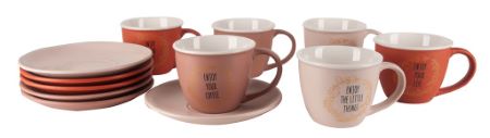 Alpeks home, enjoy, skodelice za belo kavo s podstavkom, 160 ml, 6 kos