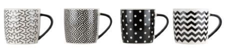 Alpeks home, h box black & white, lončki, 300 ml, 4 kos