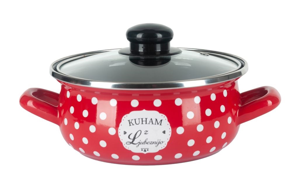 Alpeks home, kuham z ljubeznijo, kozica nizka s pokrovom, rdeča, 16 cm, 1.3 l
