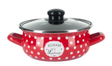 Alpeks home, kuham z ljubeznijo, kozica nizka s pokrovom, rdeča, 16 cm, 1.3 l