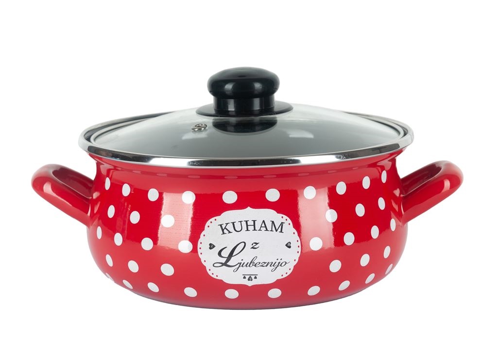 Alpeks home, kuham z ljubeznijo, kozica nizka s pokrovom, rdeča, 18 cm, 1.9 l