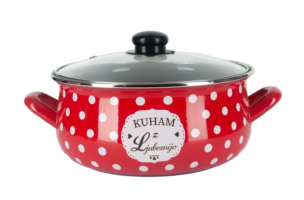 Alpeks home, kuham z ljubeznijo, kozica nizka s pokrovom, rdeča, 22 cm, 3.6 l