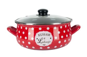 Alpeks home, kuham z ljubeznijo, kozica nizka s pokrovom, rdeča, 22 cm, 3.6 l