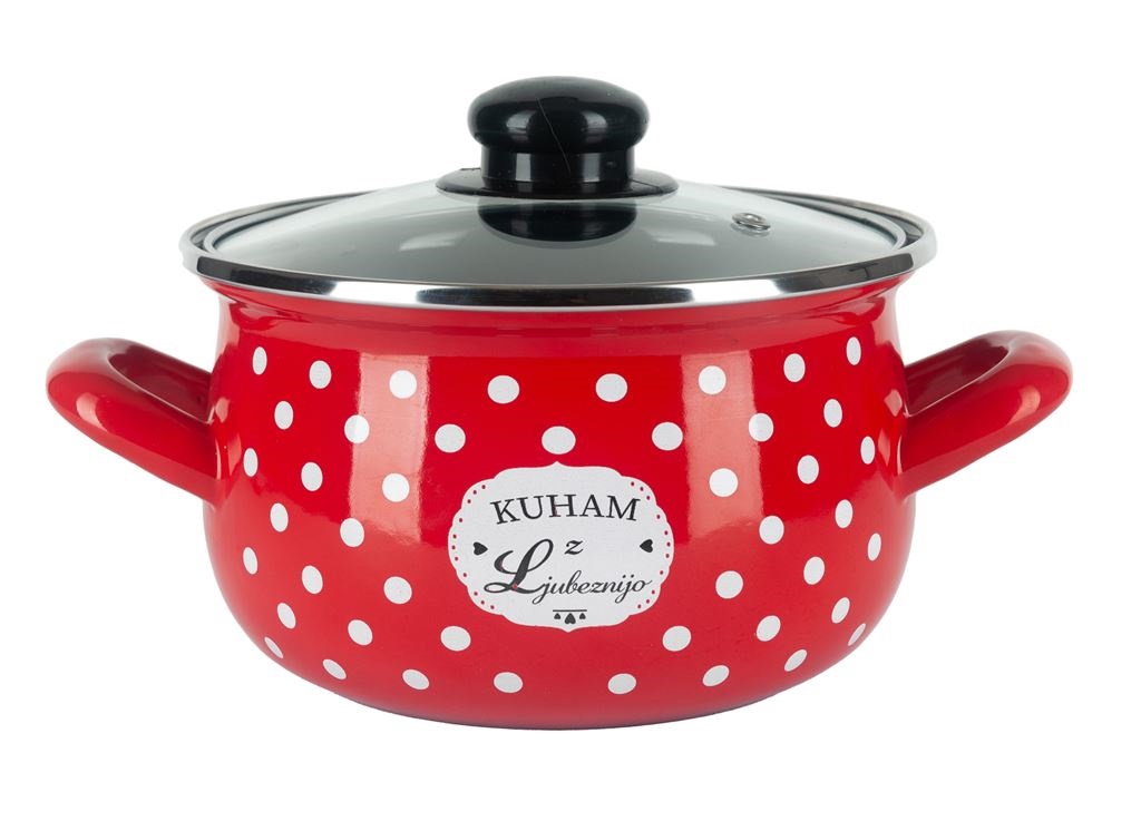 Alpeks home, kuham z ljubeznijo, kozica visoka s pokrovom, rdeča, 16 cm, 2.0 l