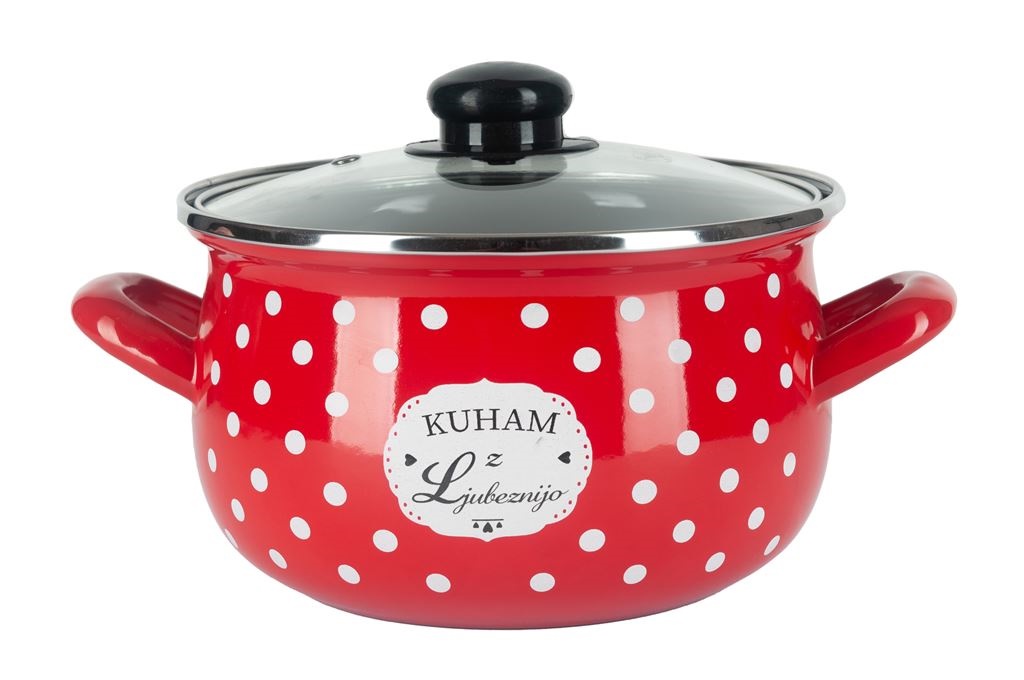 Alpeks home, kuham z ljubeznijo, kozica visoka s pokrovom, rdeča, 18 cm, 2.6 l