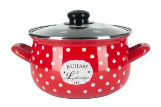 Alpeks home, kuham z ljubeznijo, kozica visoka s pokrovom, rdeča, 18 cm, 2.6 l