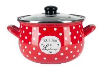 Alpeks home, kuham z ljubeznijo, kozica visoka s pokrovom, rdeča, 20 cm, 3.7l