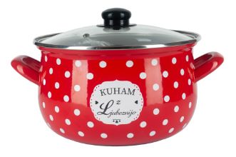 Alpeks home, kuham z ljubeznijo, kozica visoka s pokrovom, rdeča, 22 cm, 4.7l