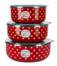 Alpeks home, kuham z ljubeznijo, posode za shranjevanje, rdeče, 3 delni set