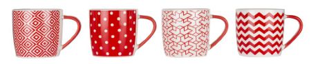 Alpeks home, red & white h box, lončki, 300 ml, 4 kos