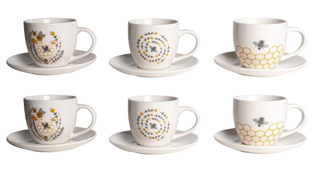 Alpekshome, čebelice, skodelice za belo kavo, 250 ml, 6 kos Alpekshome, čebelice, skodelice za belo kavo, 250 ml, 6 kos