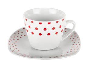 Alpekshome, rdeče pike, skodelice za kavo, 160ml, 6 kos