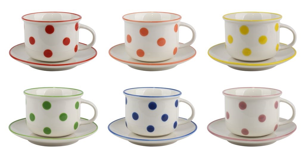 Alpekshome, skodelice za belo kavo, pike barvne, 6 kos Alpekshome, skodelice za belo kavo, pike barvne, 6 kos