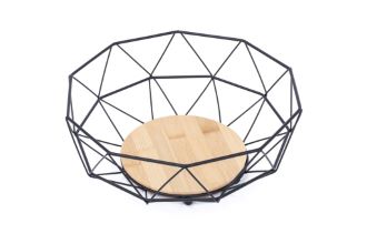 Košara žična/bambus dno 27,5x27,5x10,5cm 6808