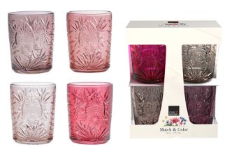 Leerdam, match&color, kozarci za vodo, roza, 350 ml, 4 kos