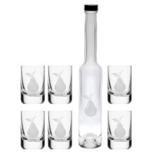 Mati, celebration, kozarec za žganje + steklenica, dekor hruška, 7-delni set