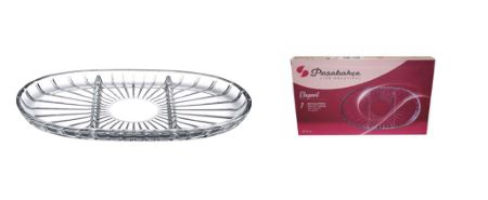 Pasabahce, elegant, pladenj ovalni s prekati, 28 cm x 16 cm, 1 kos