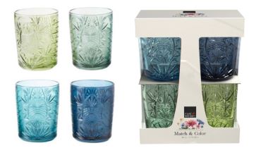 Royal leerdam, match&color, kozarci za vodo, modri, 350ml, 4 kos