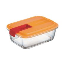Steklena doza easy box pravokotna oranžna 82 cl