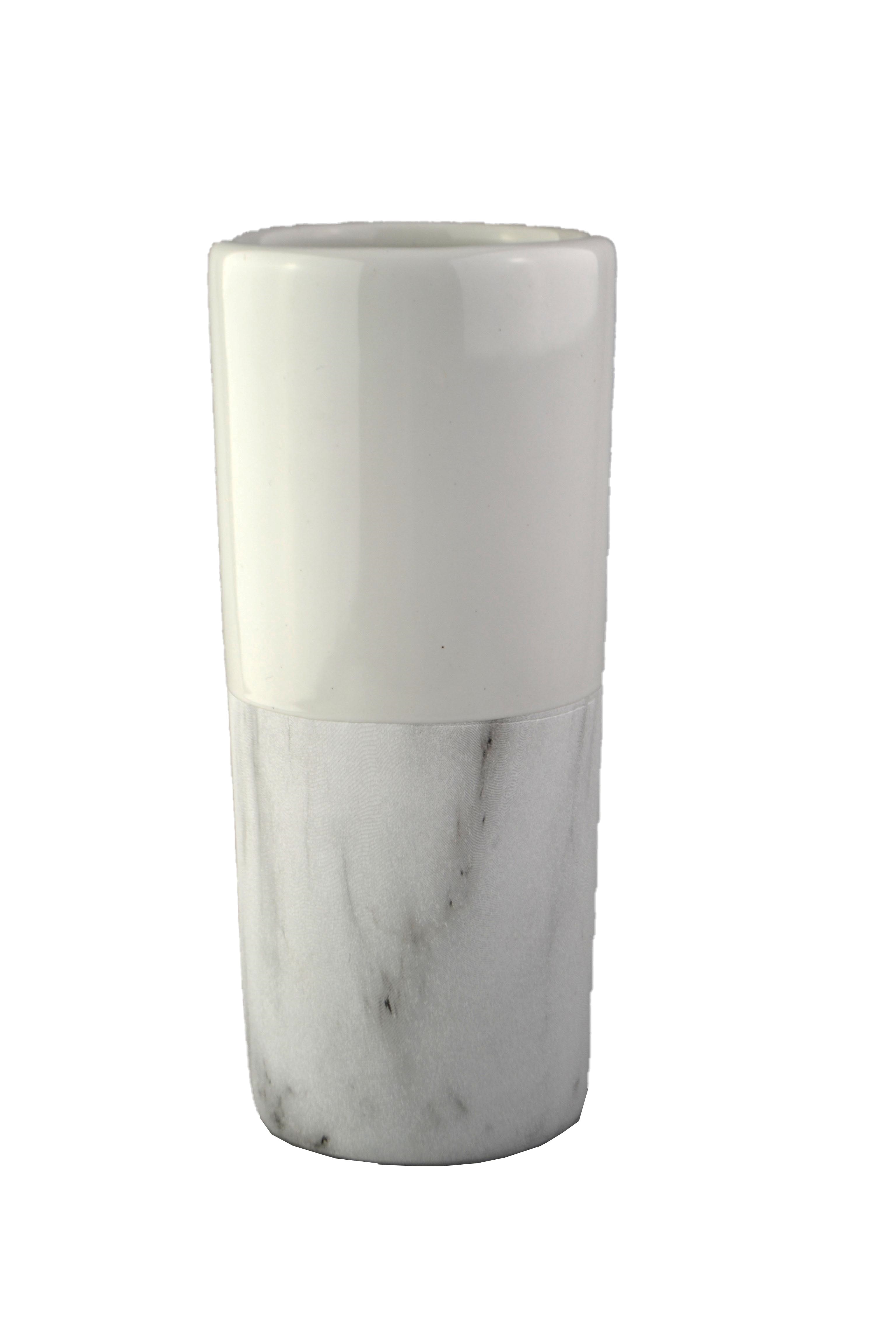 Vaza ker. marble bela 8,6x8,6x19,5 cm